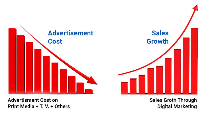 Sales Growth graph through digital marketing